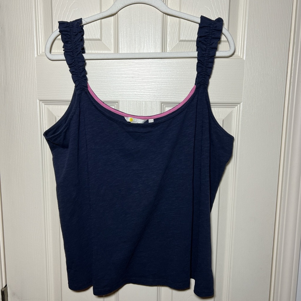 Boden Navy Tank sz 14 Ruffle Strap
